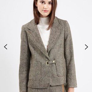 Topshop Tweed Blazer with Suede Elbow Patches